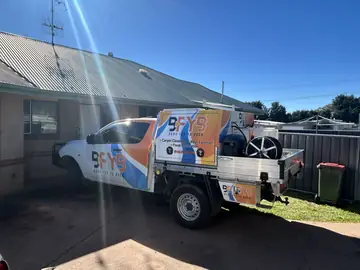 A BFYB service ute at a job in the New England